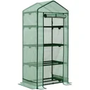 Mini-Gewächshaus mit Folienabdeckung und 4 Regalen Rolltür Gemüsebeet grün 69 x 49 x 158 cm