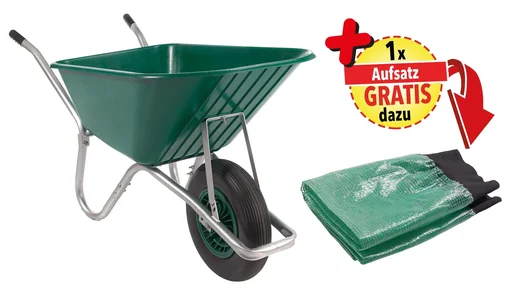 "Profi Schubkarre 100 l mit Laub- und Grassammler Aufsatz image"