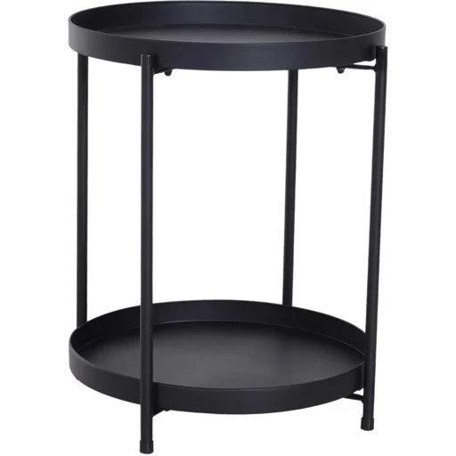 "Beistelltisch Kaffeetisch Couchtisch Tablett Metall Schwarz Ø51 x 65 cm image"