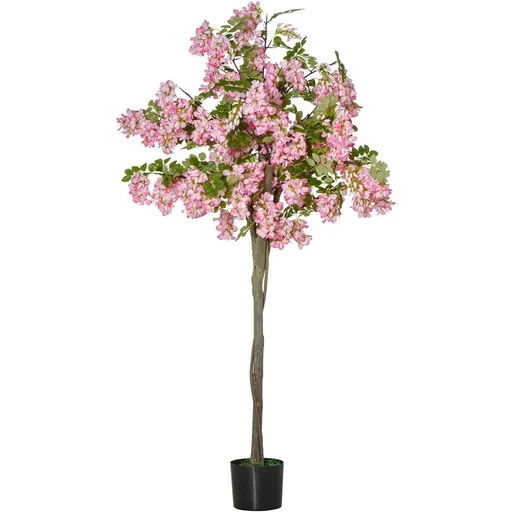 "künstliche Pflanzen 150 cm künstlicher Schnurbaum mit rosa Blumen Kunstpflanze Zimmerpflanze Dekopflanze Büropflanze Kun image"