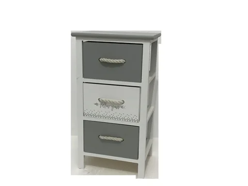 "Kommode aus Holz mit 3 Schubladen weiß / grau image"