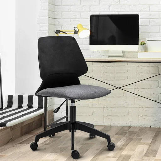"Drehstuhl Bürostuhl Schreibtischstuhl rollbar höhenverstellbar ergonomisch gepolstert Leinen 60 x 50 x (84 93) cm image"