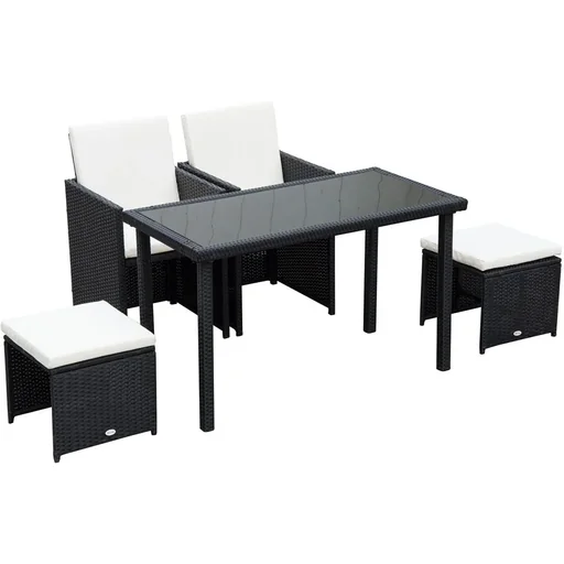 "Polyrattan Sitzgruppe als 11-teiliges Set schwarz/cremeweiß image"