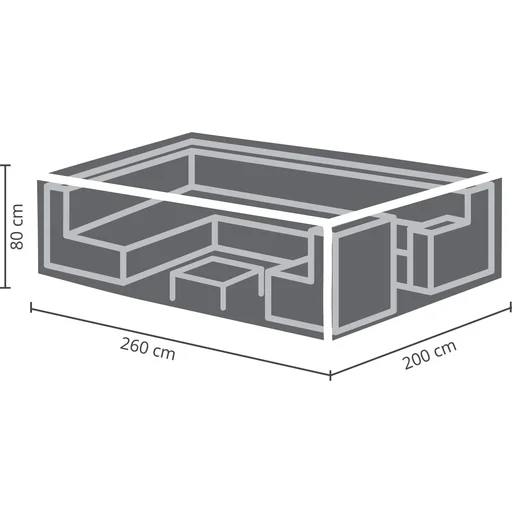 "Rechteckige Gartenmöbel-Abdeckung 260 x 200 x 80 cm, wasser- und UV-beständig, langlebige Outdoor-Möbelabdeckung gegen Regen und Schmutz für mittelgroße Lounge- und Essgruppen image"