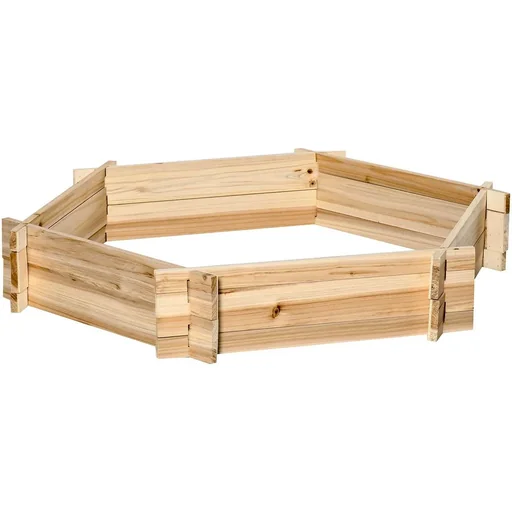 "Hochbeet sechseckig DIY Pflanzkübel Pflanzkasten aus Holz für Garten Balkon Natur 100 x 92 x 16 cm image"