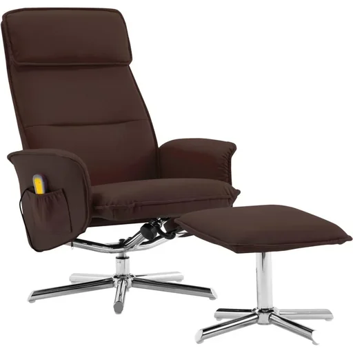 "Massagesessel verstellbar mit Fußhocker Kunstleder braun image"