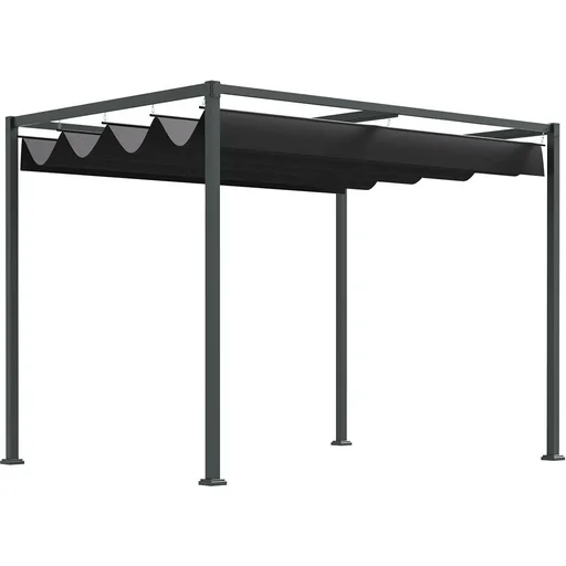 "Pavillon/Gartenüberdachung - mit Schiebedach - Polyester - Schwarz - 298 x 213 x 222 cm image"