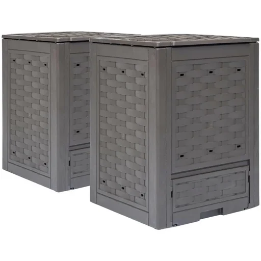 "Komposttonnen 2 Stück 600 L 60x60x83 cm braun image"