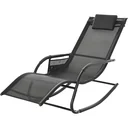 Schaukelstuhl Schwingsessel Gartenstuh Schaukelliege Metall Mesh Schwarz 150 x 62 x 88 cm