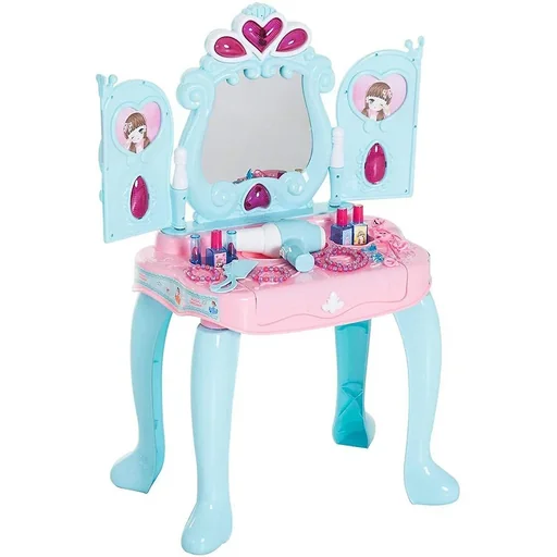 "Schminktisch Kinder Frisiertisch Musik und Licht Hellgrün+Rosa image"