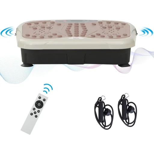 "Vibrationsplatte Vibrationstrainer Vibrationsgerät LED-Anzeige USB-Lautsprecher Trainingsbänder Fernbedienung image"