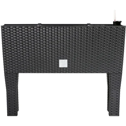 "Pflanzgefäß polyrattan look anthrazit 60x25x46cm image"
