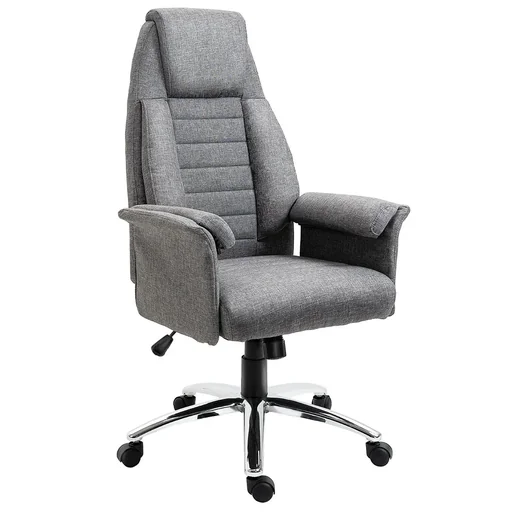 "Drehstuhl Chefsessel Bürostuhl Schreibtischstuhl höhenverstellbar, Stoff+Metall, 79x70,5x116-125cm (Grau) image"