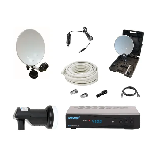 "SAT Camping Set mit Rec. DSR4100plus im Koffer, Saugfuß- und Masthalter image"