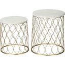 Set aus 2 Gartentischen in Marmor- und Goldoptik, 41 x 46 cm & 35 x 38,5 cm