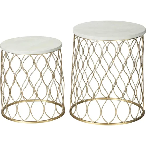 "Set aus 2 Gartentischen in Marmor- und Goldoptik, 41 x 46 cm & 35 x 38,5 cm image"