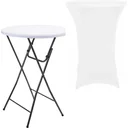 Pro Garden Bartable - 80x110cm - Weiß/Grau + INCL. Perel Bartable Schürze - 80 x 110 cm (ø x H) - weiß