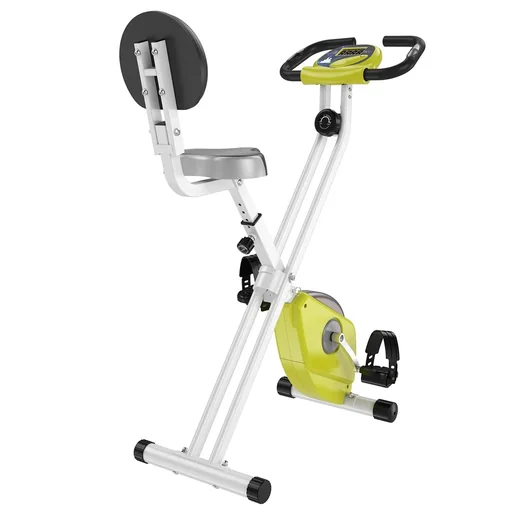 "Heimtrainer Fahrradtrainer mit 8 stufig einstellbarem Magnetwiderstand höhenverstellbar Stahl Gelb+Weiß 43 x 97 x 109 cm image"