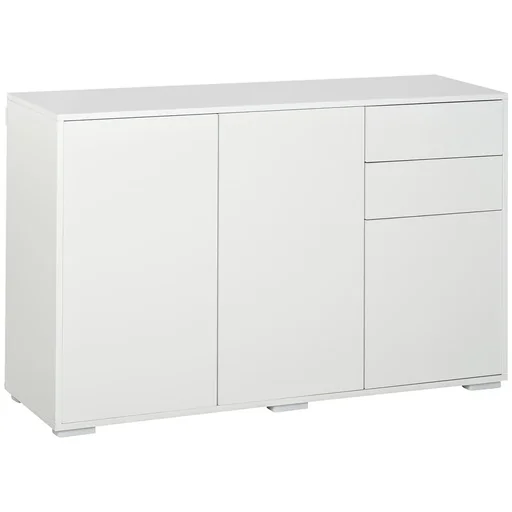 "Standschrank Aufbewahrungsschrank Mehrzweckschrank Aktenschrank Kommode 2 Schublade 3 Türen E1 Spanplatte Hochglanz Weiß image"