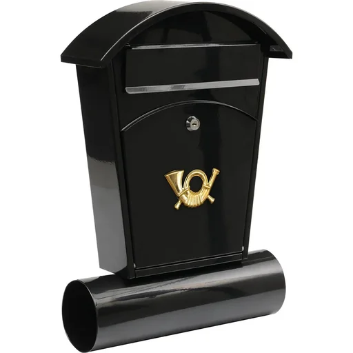 "Briefkasten mit Zeitungsspender und 2 Tasten - schwarz - 480x280x80 mm image"