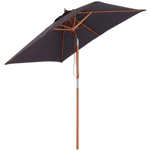 "Sonnenschirm Knickbarer Gartenschirm Strandschirm 3-stufig einstellbar Tannenholz+Polyester Dunkelgrau 200 x 150 x 230 c image"