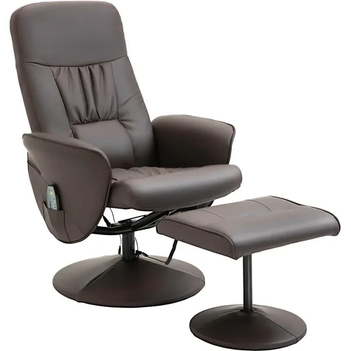 "Massagesessel mit Fußhocker Relaxsessel Massagesessel TV-Sessel145°-Neigung Kunstleder Braun 76 x 81 x 105 cm image"