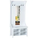 Flurgaderobe 3-in-1 Wandgarderobe mit Schuhschrank 4 Haken Weiß 80 x 40 x 170 cm