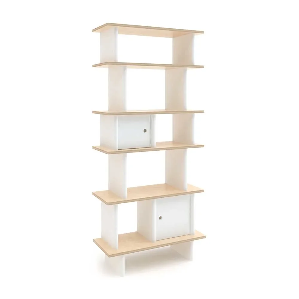 "Oeuf Bücherregal Mini Library schmal Birke mit weiß image"