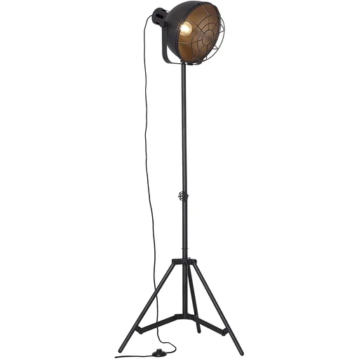 "Stehleuchte Jesper industriell metaal mat Holzschwarz 60W E27 image"