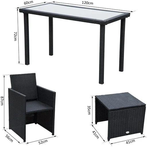 "Polyrattan Sitzgruppe Gartenset 11 tlg, mit Kissen Schwarz image"