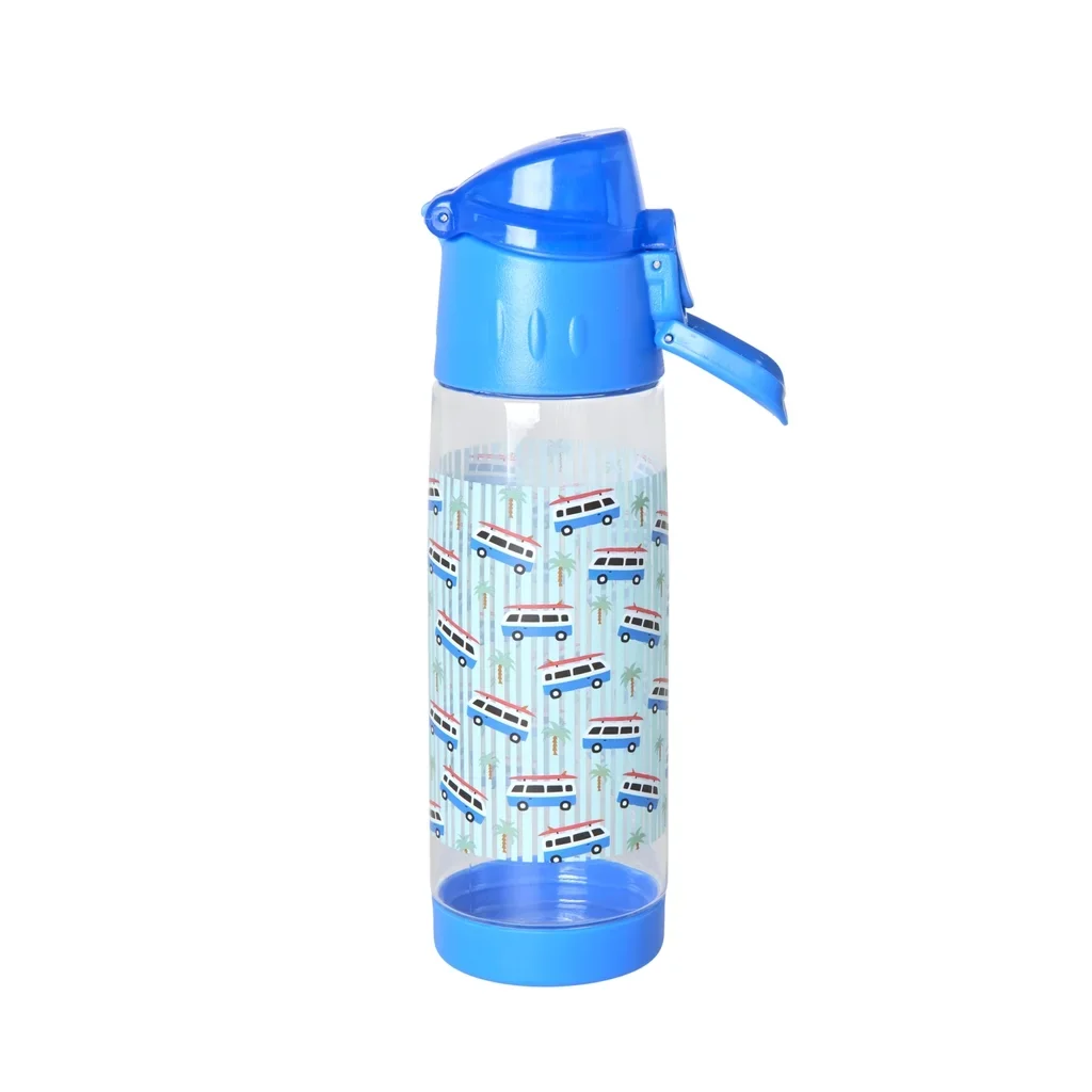 RICE Trinkflasche Kinder Car Print Blue