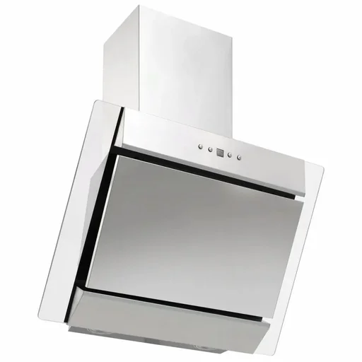 "Wandhaube 60 cm Edelstahl gehärtetes Glas silberfarben image"