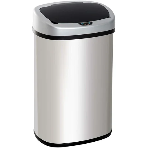 "Mülleimer Automatik mit Infrarotsensor 48L Silber image"