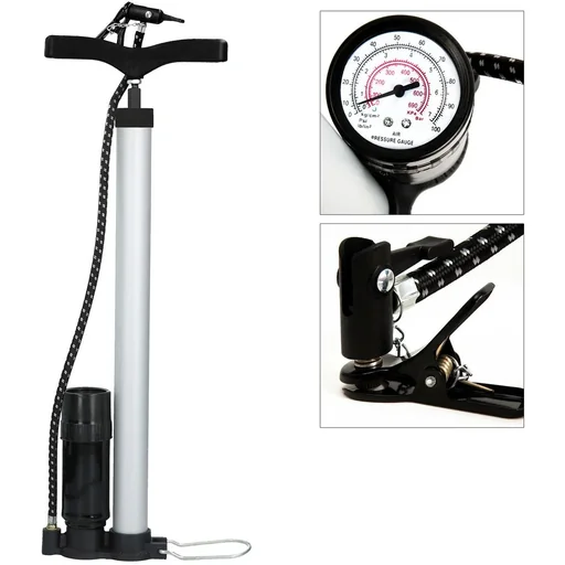 "Stand-/Fahrradluftpumpe aus Aluminium mit Manometer image"