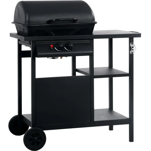 "Gasgrill mit 3-lagigem Beistelltisch schwarz image"