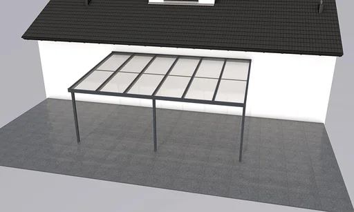"Terrassendach Premium, anthrazit, 6110 x 4060 mm - Acryl Stegplatten 16mm, klar image"