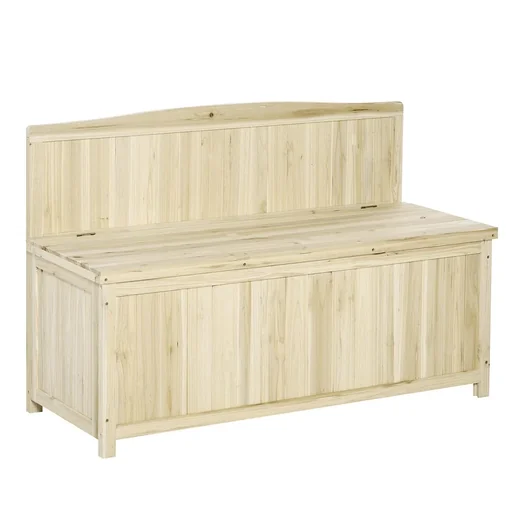 "Gartenbank mit Stauraum Truhenbank Sitzbank 2-Sitzer 250 kg Belastbarkeit Natur Tanneholz 115 x 45 x 75 cm image"