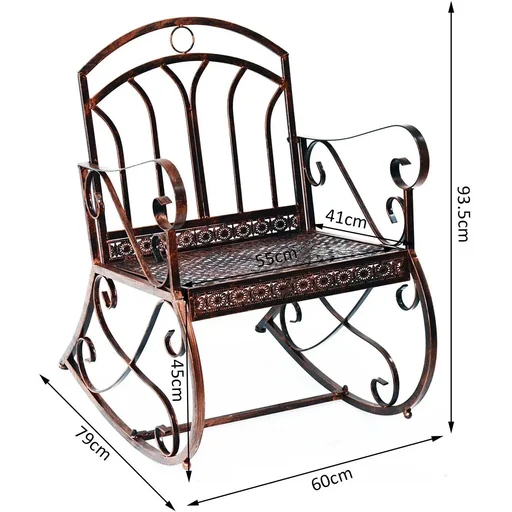 "Schaukelstuhl Schwingsessel Metall Bronze-Rot image"