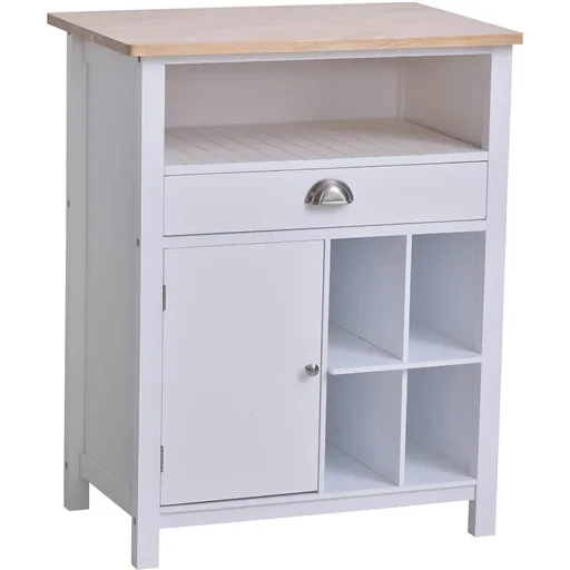 "Küchenschrank Beistellschrank Kommode Schrank Sideboard Badezimmerschrank mit Schublade und Weinregal Weiß, 70 x 45 x 88 image"