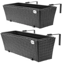 Polyrattan Pflanzgefäß - 2er Set - Schwarz