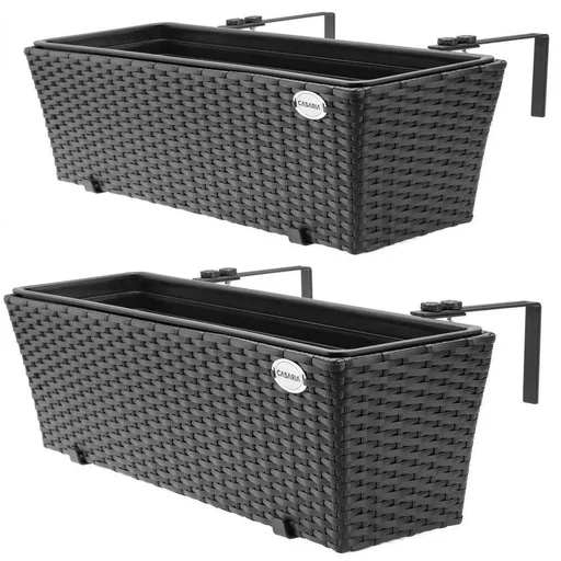 "Polyrattan Pflanzgefäß - 2er Set - Schwarz image"