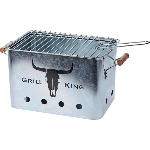 "Grill King Holzkohlegrill Rectangle - Silber - 32x20x20 cm image"