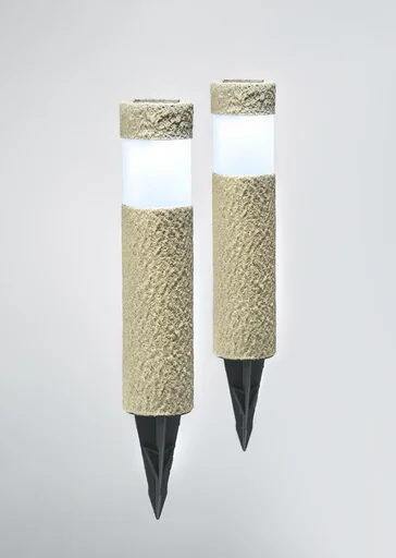 "2er Set Solar Pollerleuchten in Steinoptik image"