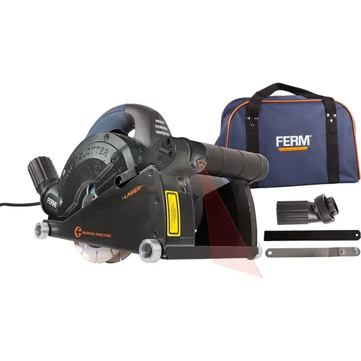 "WSM1008 Mauernutfräse Schlitzfräse 1600W - 150mm - Laserfürhrung - Staubabsaugungsadapter - Nylon-Tragetasche image"