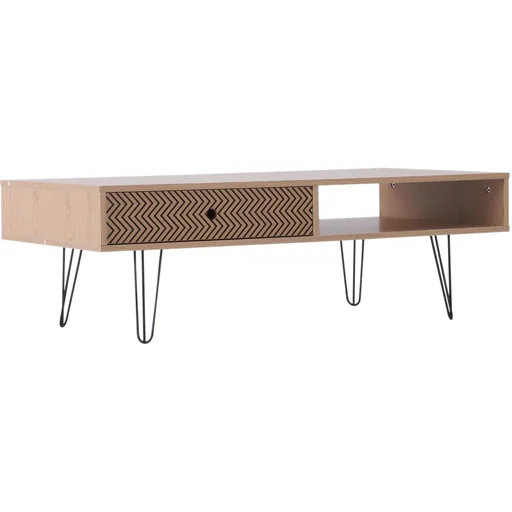 "Couchtisch Beistelltisch Sofatisch Fernsehtisch Kaffeetisch mit Schublade Holz Eiche 110 x 55 x 35,5 cm image"