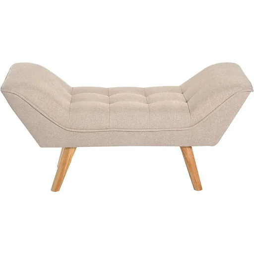 "Polsterbank Retro Sitzbank Leinen Holzfüße Beige image"