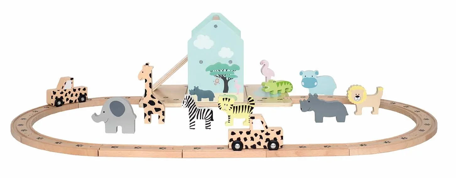 "Jabadabado Kinderspielzeug, Holzspielzeug - Spielbahnset Go on Safari image"