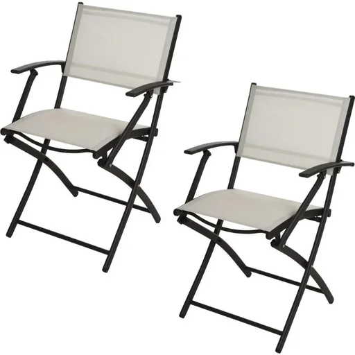 "Pro Garden Klappstuhl / Klappstuhl / Gartenstuhl / Campingstuhl - mit Armlehnen - 54X56X83,5cm - Weiß - 2 STUKS image"