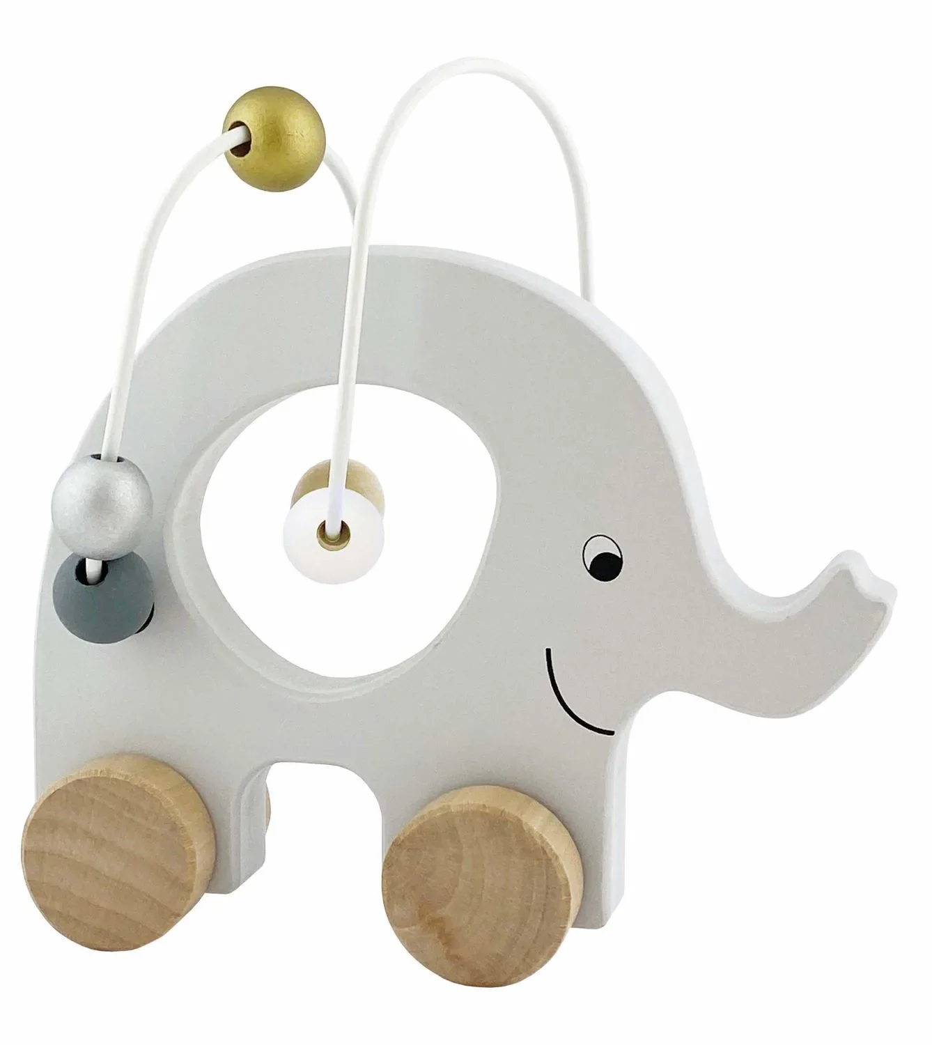 "Jabadabado Kinderspielzeug, Schiebetier, Schiebespielzeug - Elefant mit Motorikschleife, Silber image"