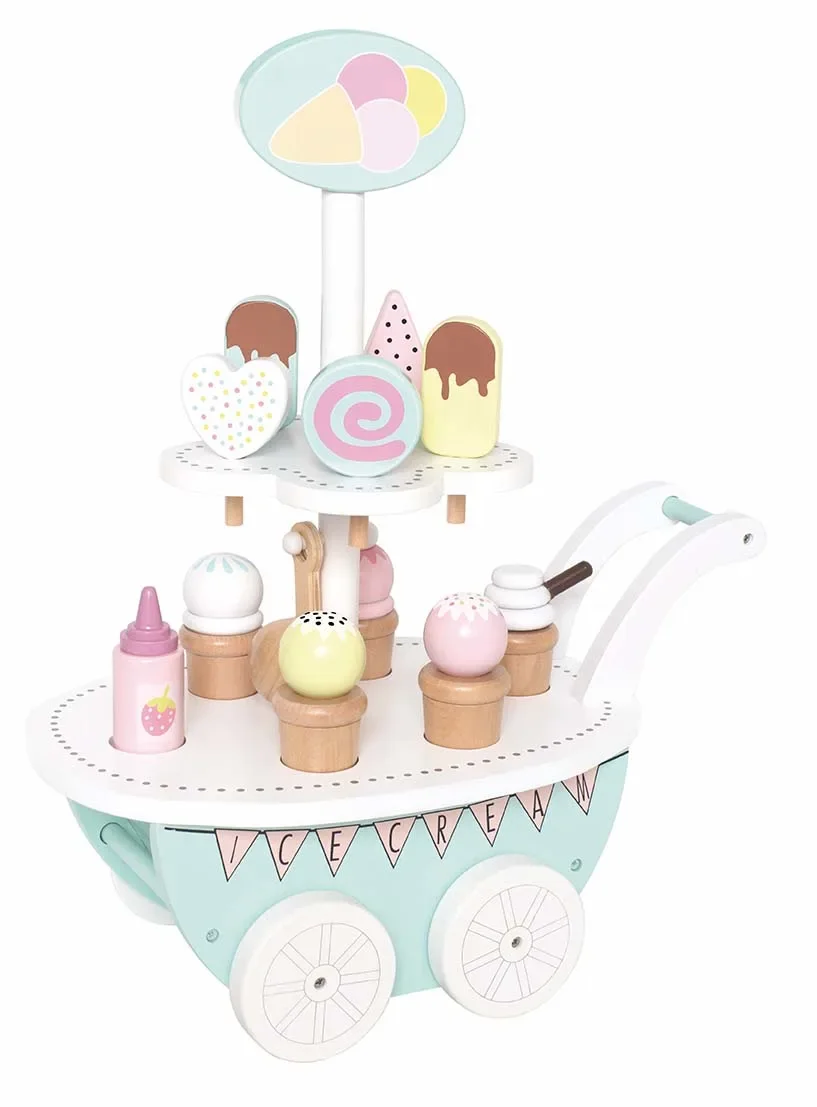 "Jabadabado Kinderspielzeug, Eiswagen Holz, Eiscreme Spielzeug, Kinder Eiswagen image"